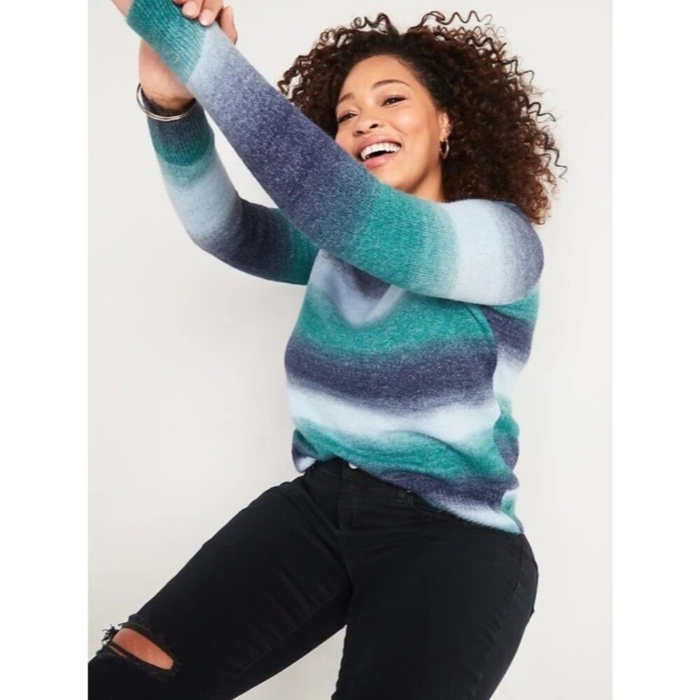 NEW Old Navy Womens Plus XXL Ombre Stripe Sweater Crewneck Pullover Knit